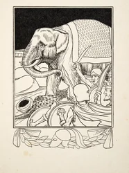 Porus gerettet von seinem Elefanten, aus Hundert Anekdoten über Tiere, veröffentlicht 1924