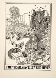Der Bär und die Bienenstöcke, aus Hundert Fabeln von Äsop, veröffentlicht 1903 (Gravur)