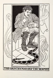 Der Bauer und die Schlange, aus Fontaine Fabeln, veröffentlicht 1905
