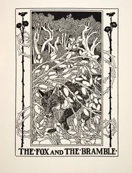Der Fuchs und der Brombeerstrauch, aus Hundert Fabeln von Äsop, veröffentlicht 1903