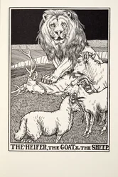 Das Kalb, die Ziege und das Schaf, aus Fontaine Fables, veröffentlicht 1905