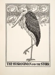 Der Bauer und der Storch, aus Hundert Fabeln von Äsop, veröffentlicht 1903