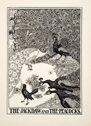 Die Dohle und die Pfauen, aus Hundert Fabeln von Äsop, veröffentlicht 1903