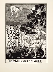 Das Zicklein und der Wolf, aus Hundert Fabeln von Aesop, veröffentlicht 1903
