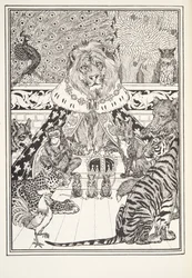 Der Löwe und seine Gefährten, Frontispiz, aus Fontaine Fables, veröffentlicht 1905