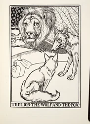 Der Löwe, der Wolf und der Fuchs, aus Fontaine Fabeln, veröffentlicht 1905