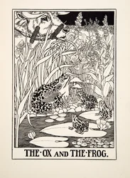 Der Ochse und der Frosch, aus Hundert Fabeln von Äsop, veröffentlicht 1903