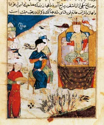 ""Audience de Mongka (ou Mongke ou Mangu Khan) (gestorben 1259)"" Miniatur aus ""Tarih-i djahangusha