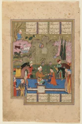 Shirin sitzt mit Farhad am Milchkanal