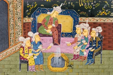 Jäger und Favoriten trinken mit Adligen oder König (Detail)