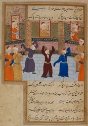 Muhammad Tabadkani (gest. 1486) tanzt mit Derwischen, Illustration aus 