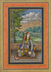 Porträt einer persischen Dame, Folio aus dem Davis-Album, ca. 1736-37