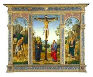 Die Kreuzigung mit der Jungfrau, dem heiligen Johannes, dem heiligen Hieronymus und der heiligen Maria Magdalena
