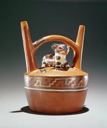 Töpfer-Stirrup-Topf mit Jaguar, Nazca-Kultur