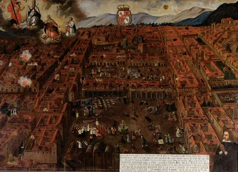 Ansicht von Cuzco zur Zeit des Erdbebens von 1650