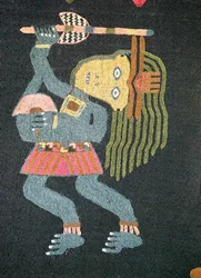 Gewebter Wolltänzer mit Stab, Paracas-Stamm