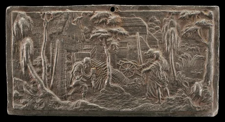 Abraham begrüßt die drei Engel