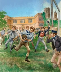 Jungen spielen Rugby