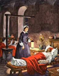 Florence Nightingale. Die Dame mit der Lampe, besucht die kranken Soldaten im Krankenhaus