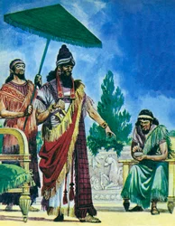 Schreiber schreibt den Brief des Königs auf eine Tontafel