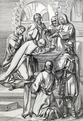 Darstellung des heiligen Augustinus von Canterbury, gesandt nach England von Papst Gregor dem Großen im Jahr 596, um die Angelsachsen zu bekehren