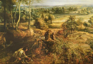 Herbstlandschaft mit Blick auf Het Steen am frühen Morgen (Detail)