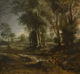Abendlandschaft mit Bauernkarren