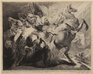 König des assyrischen Reiches, Sanherib, fällt vom Pferd