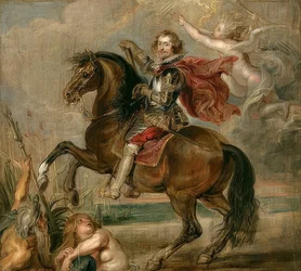 Porträt von Duke of Buckingham zu Pferde