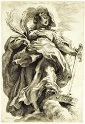 Die heilige Katharina von Alexandrien in den Wolken