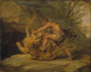 Samson und der Löwe. Studie