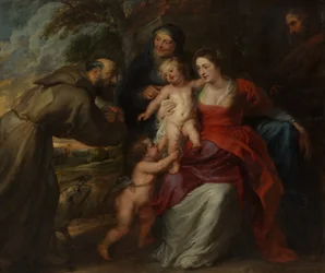Die Heilige Familie mit den Heiligen Franziskus und Anna und dem kleinen Johannes dem Täufer