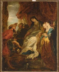 Tomyris befiehlt, den Kopf des Kyros in eine Schale mit Blut zu tauchen (Herodot, Historien, I, 214)