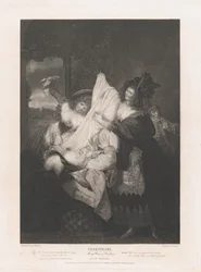 Falstaff im Wäschekorb, Shakespeare, Lustige Weiber von Windsor, zuerst veröffentlicht 1793, neu aufgelegt 1852