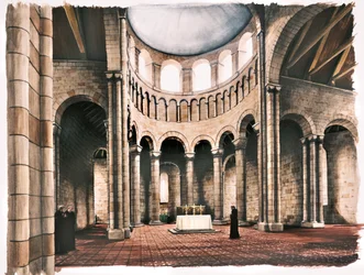 Innenraum der Battle Abbey Kirche, Sussex, im 12. Jahrhundert