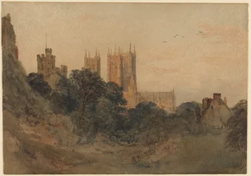 Die Kathedrale von Lincoln vom Burggraben aus
