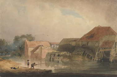 Flusslandschaft mit alter Mühle, 1805-1810