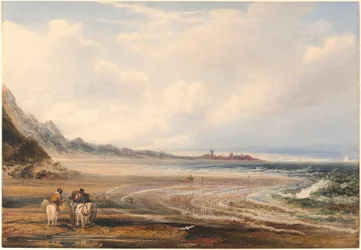 Reisende auf den Sandflächen bei Redcar
