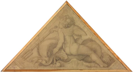 Eros mit dem Delphin (Element des Wassers). Karton zu den Deckenbildern der Münchner Glyptothek