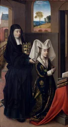 Porträt von Isabel von Portugal mit der Heiligen Elisabeth