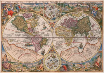 Doppel-Hemisphären-Weltkarte, 1594