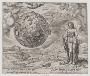 Der Mensch ist zur Arbeit geboren, aus Die Belohnung von Arbeit und Fleiß, Platte 1, 1572