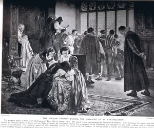 Die englische Botschaft während des Massakers der Bartholomäusnacht, Illustration aus 