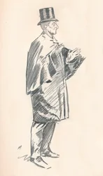 Bleistiftskizze von Phil May, ca. 19. Jahrhundert, 1903-1904