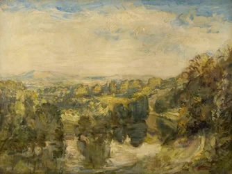Der Fluss Teme, Abend, in der Nähe von Ludlow - Die Clee Hills in der Ferne