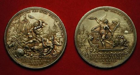 Medaille zur Erinnerung an die Schlacht von La Hogue im Jahr 1692