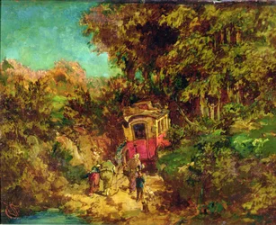 Postkutsche in der Schlucht