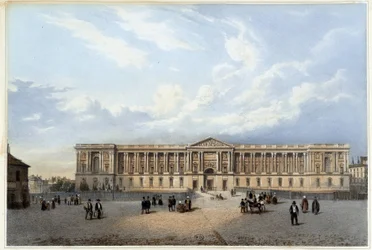 Kolonnade des Louvre - in „Promenade dans Paris et ses environs“, entworfen von Jacottet und Benoist, ca. 1840