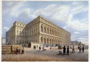 Ansicht des Orçay-Palastes (oder Orsay?) - in „Promenade dans Paris et ses environs“, entworfen von Jacottet und Benoist, ca. 1840