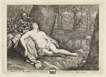 Schlafende Nymphe von einem Satyr beobachtet